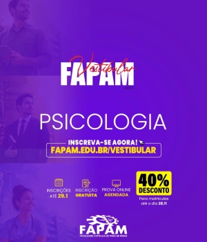 O que move as pessoas? Como escutar, compreender e estudar o comportamento humano com responsabilidade?  Se essas perguntas despertam sua curiosidade, conheça Psicologia na FAPAM. Uma escolha que começa pelo interesse nas pessoas e se desenvolve no estudo, no diálogo e na convivência presencial.  Saiba mais e faça sua inscrição gratuita: fapam.edu.br/vestibular.  #Psicologia #VestibularFAPAM #Vestibular2026 #FaculdadePresencial