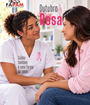 Outubro Rosa é um convite para falar sobre cuidado, prevenção e informação. Cuidar da saúde também é estar atento aos sinais, manter os exames em dia e buscar orientação profissional quando necessário.  Na FAPAM, formar profissionais da saúde é também formar pessoas preparadas para cuidar de outras pessoas.  💗 Informação também salva. Compartilhe essa mensagem.  #OutubroRosa #FAPAM #Cuidado #Prevenção #Saúde