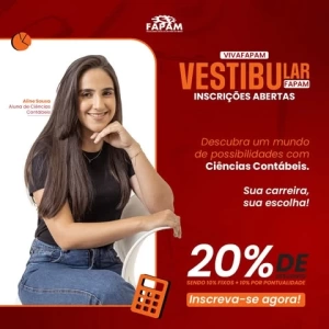  💼 Invista no seu futuro com Ciências Contábeis na FAPAM!  Descubra as inúmeras possibilidades de carreira na área financeira e aproveite 20% de desconto no Vestibular. 📊  👉 Inscreva-se agora em lp.fapam.edu.br/vestibular e dê o próximo passo na sua jornada profissional! 🚀  #VivaFAPAM #CiênciasContábeis&nbsp;#Vestibular2025