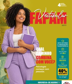 Psicologia começa com pessoas. Com escuta, perguntas e vontade de compreender histórias que nunca cabem em uma resposta pronta.  Na faculdade, você amplia o olhar a cada aula e a cada troca. Se é essa área que chama sua atenção, venha conhecer a Psicologia da FAPAM.  Inscrição gratuita para o Vestibular 2027/1: fapam.edu.br/vestibular.  #Psicologia #FAPAM #FaculdadePresencial