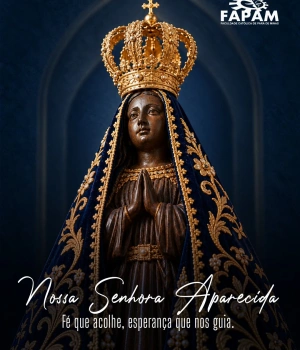 🙏💙 Neste 12 de outubro, celebramos Nossa Senhora Aparecida, Padroeira do Brasil, símbolo de fé, esperança e amor.  Que sua proteção nos acompanhe!  #NossaSenhoraAparecida #FAPAM #12DeOutubro #Fé #Esperança