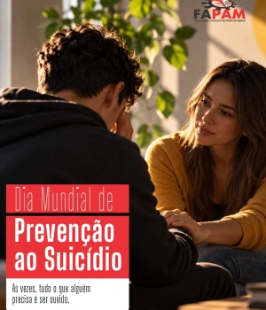 💛 Uma conversa pode abrir espaço para o acolhimento. Um ouvido atento pode fazer diferença. Pedir ajuda também é um ato de coragem.  Neste Dia Mundial de Prevenção ao Suicídio, reforçamos a importância de falar sobre saúde mental, acolher sem julgamentos e estar atento a quem está ao nosso redor. Cuidar também é ouvir.  #SetembroAmarelo #PrevençãoAoSuicídio #SaúdeMental #FAPAM #Acolhimento